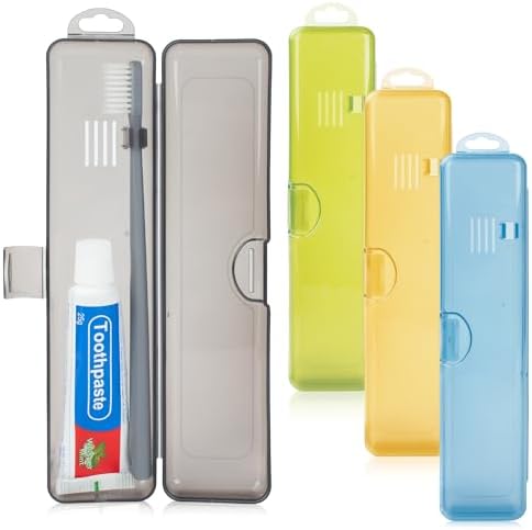 Travel Toothbrush Holder (4pcs, Yellow,Gray,Blue,Green)