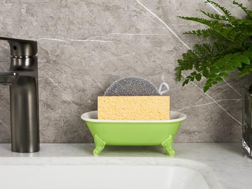 6.5" Ceramic Mini Clawfoot Bathtub Soap Dish,Bar Soap Holder,Lime