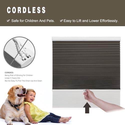 Custom Size Blinds Cellular Shades Cordless for Indoor Windows, Customizable Honeycomb Blind Thermal Insulated Easy Install for Bedroom, Bathroom, Nursey, Blackout Taupe