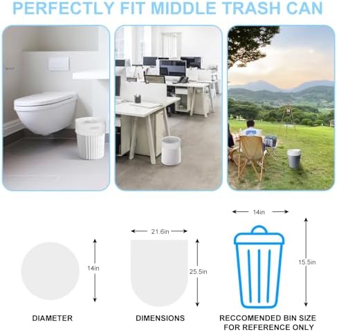 Medium Garbage Bags 8 Gallon / 30 Liters Trash Bags for Office, Kitchen, Camping, 80 Count, Clear White