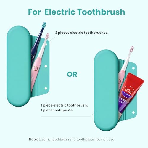 Silicone Electric Toothbrush Travel Case, Manual Toothbrush Travel Cover for Men and Women,Toothbrush Holder for Travel,Gym and More, Fits Most Manual and Electric Toothbrushes - Mint Green