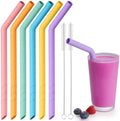 NiHome 6 PCS Extra Wide Reusable Bent Silicone Straws for Boba & Smoothies