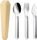 DEVICO Utensils for Lunch Box, 4Pcs Travel Silverware Set with Case, Yellow