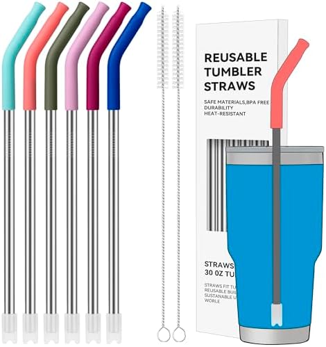 30 oz Straight Metal Straws with Silicone Tip for 30 oz Tumbler