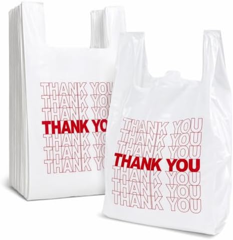 TashiBox 200 Ct Plastic bags,Thank You bags, Shopping Bags