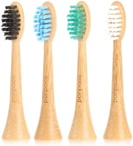 Bamboo Toothbrush Heads Compatible with Philips Sonicare, Soft Castor-Oil Bristles, Biodegradable Toothbrush Replacement Heads, Eco-Friendly & Daily Cleaning