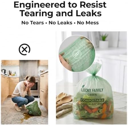 1.3 Gallon Compost Bags for Kitchen Countertop Bin, Compostable, 50 Count