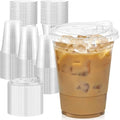 Dealusy 100 Pack - 16 oz Clear Plastic Cups with Sip Lids