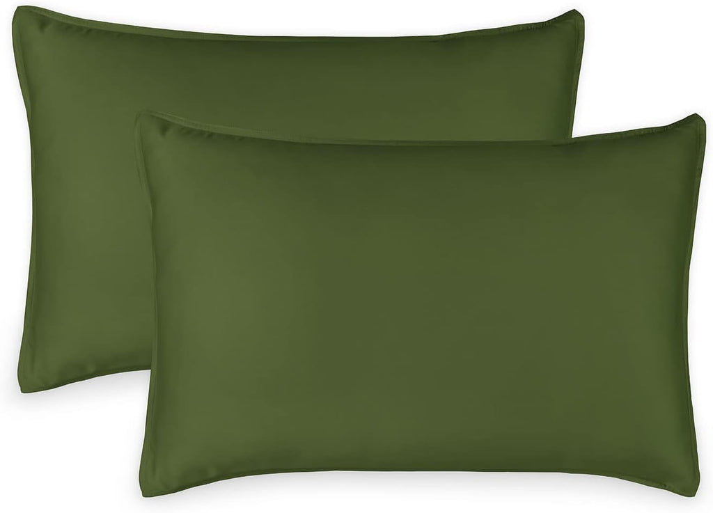 King Pillowcases by Pure Bamboo, Genuine 100% Organic Viscose Derived from Bamboo, Luxuriously Soft & Cooling, Double Stitching, Envelope Closure (2 King Pillowcases, Pesto)