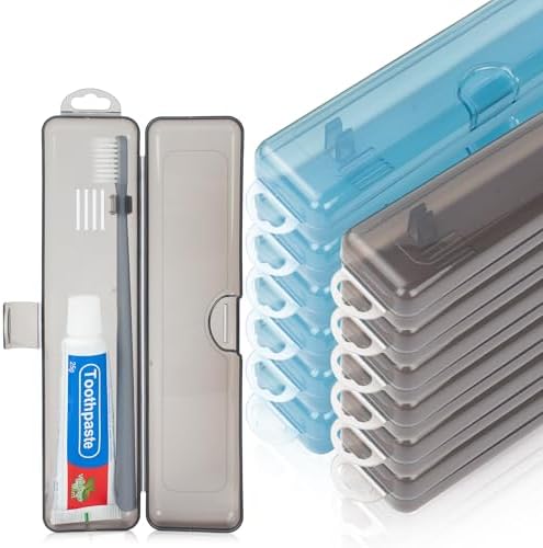 Travel Toothbrush Holder (20-Pack, Gray,Blue)