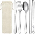 6 Pcs Portable Utensils Set Case Stainless Steel Travel Cutlery Flatware