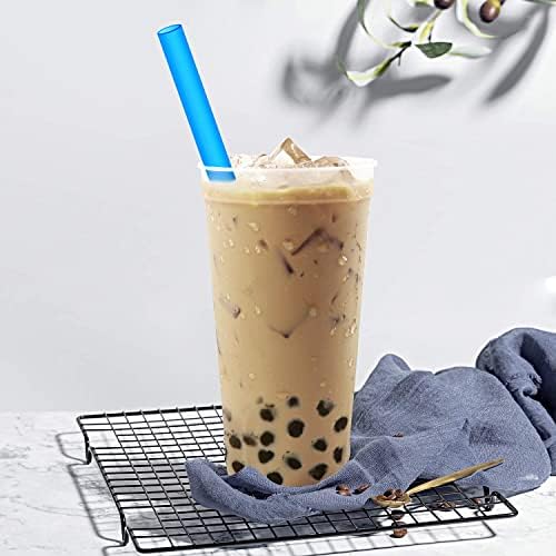 8 Pcs Extra Wide Reusable Smoothie & Boba Straws with 1 Bag & 2 Brushes - Multicolor Big Jumbo, BPA FREE Large Plastic Straws for Smoothies, Bubble Tea(Tapioca, Boba Pearls), Milkshakes