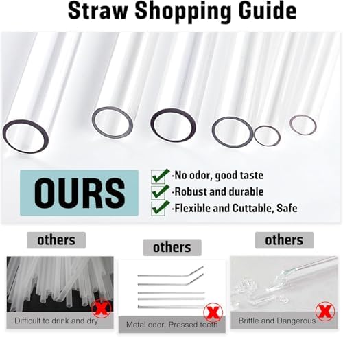 6-Pack 12" Replacement Straws for Stanley & Yeti 30oz-40oz Cup Tumbler, PROOCI Food Grade Tritan Plastic Reusable Straws with 2 Cleaning Brush, Clear Long Straw for Drinking Smoothie, Cocktails, Juice