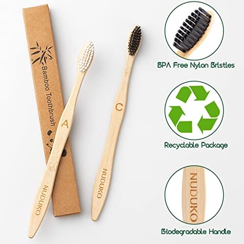 Bamboo Toothbrushes 10 Pack, Soft Bristle Toothbrush BPA Free Biodegradable