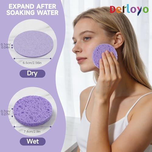 100-Count Compressed Facial Sponges, Purple Round