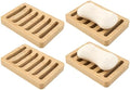 Bamboo Soap Dish, Bar Soap Holder Self Draining Soap Dish Natural Bamboo Soap Holder Waterproof Anti-Slip Wooden Soap Dishes for Bar Soap Saver Tray for Shower Bathroom Kitchen Sink Bathtub
