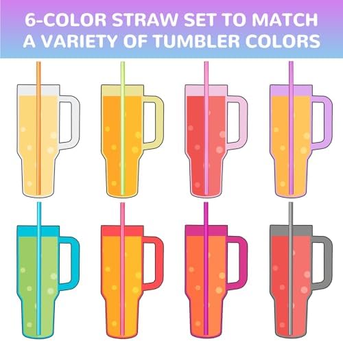 NiHome 12-Pack Plastic Reusable Straws Fit for Stanley 40 30 64 oz Tumbler