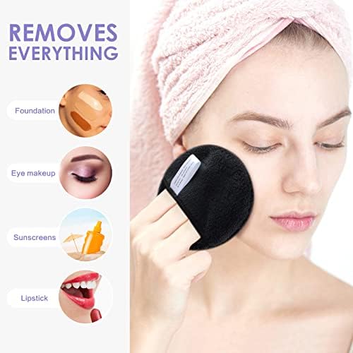 SUNLAND Reusable Makeup Remover Pads for Face,Eyes,Lips 6 Pack Black