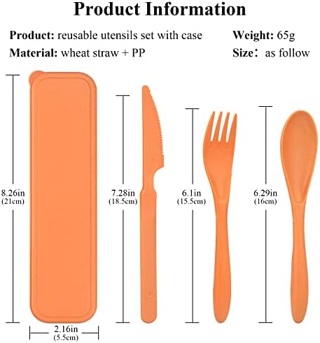 DISSKNIC 4 Sets Reusable Utensils Set with Case,Travel Utensils Cutlery Set Spoons and Forks Set, Reusable Plastic Utensils for Lunch Box Accessories for Adults, Portable Lunch Utensils Set for Daily