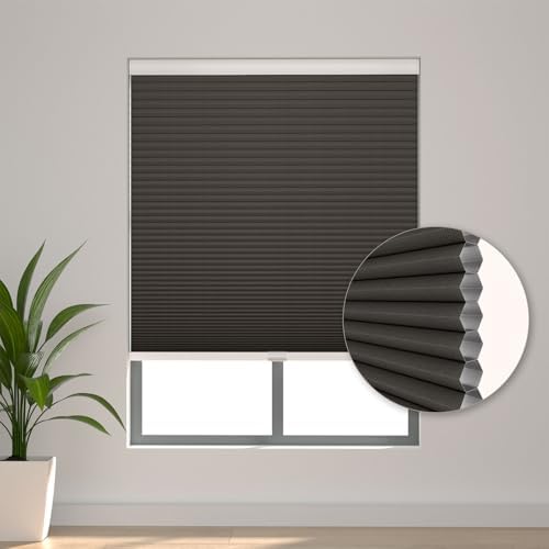 Custom Size Blinds Cellular Shades Cordless for Indoor Windows, Customizable Honeycomb Blind Thermal Insulated Easy Install for Bedroom, Bathroom, Nursey, Blackout Taupe