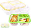 2 Pack Big Collapsible Full Silicone Bento Lunch Boxes With Lids, 3 Compartments, 45.6oz, Clear Divided Lunch Food Storage Containers, Safe in Microwave, Dishwasher and Freezer, BPA Free