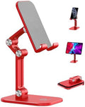 OCYCLONE Phone Stand, Adjustable Height and Angle Foldable Cell Phone Stand Holder for Desk, Taller iPhone Stand Compatible with 4.7"-13" Smartphones iPad Tablet, Red