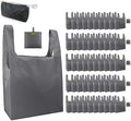 BeeGreen Grey Reusable Grocery Bags Wholesale Gray Reusable Kitchen Bags Bulk Foldable-Machine Washable with Zipper Storage Pouch 50 Packs