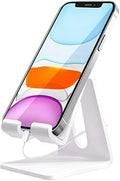 Crpich Acrylic Cell Phone Stand, Portable Phone Holder, White Phone Stand for Desk, Compatible with Phone16 15 14 13 12 Pro Max Mini 11 Plus, Switch, Android Smartphone, Pad, Tablet, Desk Accessories
