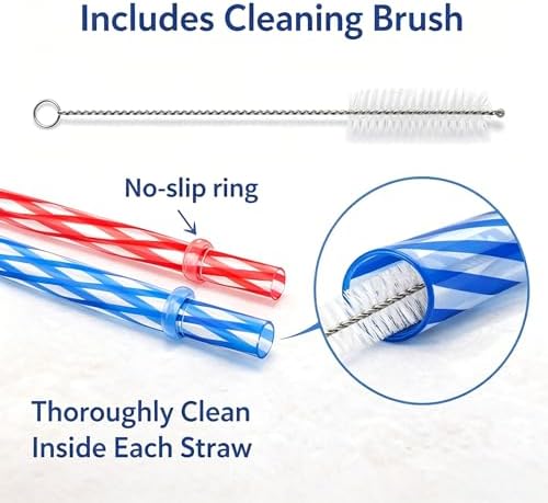 25 Pack 9 Inch Clear Reusable Plastic Straws with Cleaning Brush, BPA-Free Dishwasher Safe Tumbler Straws for 16 oz & 20 oz Cups, YETI, Mason Jars, Iced Coffee and Travel Cups