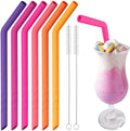 NiHome 6 PCS Extra Wide Reusable Bent Silicone Straws for Boba & Smoothies