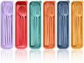 DISSKNIC Reusable Utensils Set with Case, 6 Sets Travel Utensils with Case, Wheat Straw Portable Cutlery Set Chopsticks Knives Fork and Spoon for Lunch Box Accessories