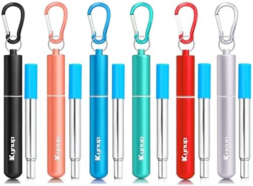Kynup Collapsible Reusable Metal Straws, Travel Straws with Storage Cases