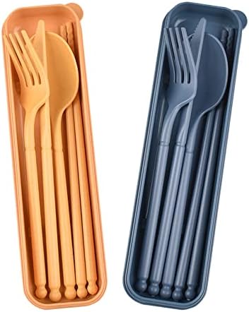 Travel Utensils with Case, Camping Reusable Utensils Set with Case