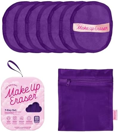 The Original MakeUp Eraser 7-Day Set, Erase All Makeup With Just Water, Including Waterproof Mascara, Eyeliner, Foundation, Lipstick, Sunscreen, and More! Queen Purple, 7ct.