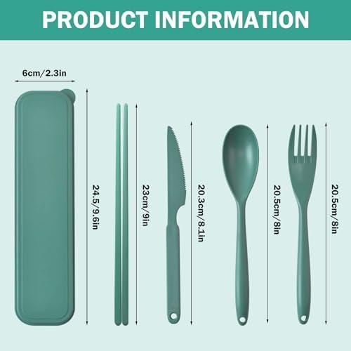 Large Reusable Travel Utensils with Case, Plastic Camping Cutlery Set