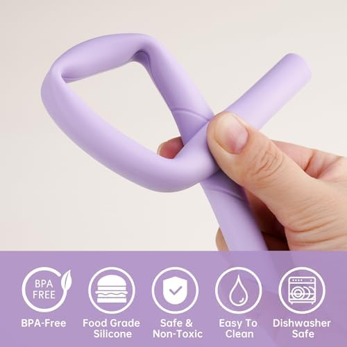 NiHome 6 PCS Extra Wide Reusable Bent Silicone Straws for Boba & Smoothies