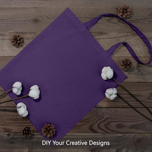 TOPDesign 24-Pack Economical 16"x15" Deep Purple Cotton Tote Bags, Lightweight Medium Reusable Grocery Shopping Cloth Bags, Suitable for DIY, Advertising, Promotion, Gift, Activity