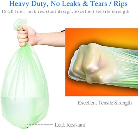 Jaoul Trash Bags 4 Gallon, Small Garbage Bags Strong Tear & Leak Resistant, Unscented Trash Bags for Kitchen, Bathroom, Office, Restroom, Car, Green, 100 Counts