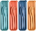 4 Sets Travel Utensils with Case, Reusable Cutlery Set for Lunch Box