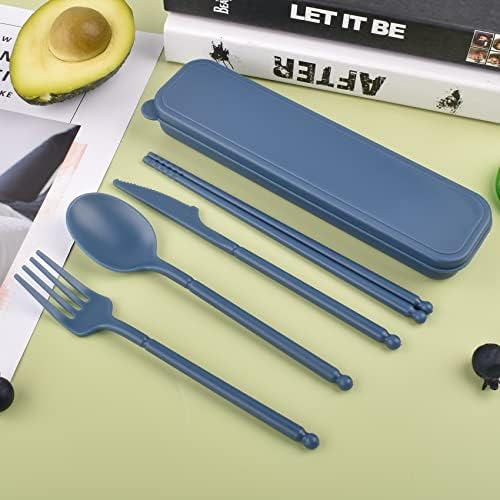Reusable Utensils Set with Case, Plastic Travel Utensils