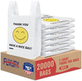 Fuxury 20000 (2K) Count - Thank You Plastic Bags White Smile for Small Business (11.5" x 6.5" x 21"), T-shirt, Grocery, Take Out, To Go, Retail Shopping Bags in Bulk