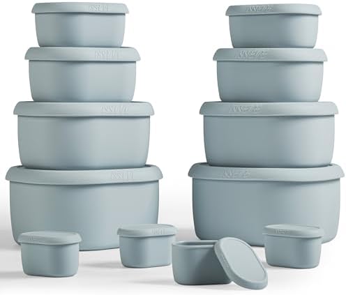 ISSEVE 12Pcs/Set Nesting Silicone Food Storage Containers with Lids