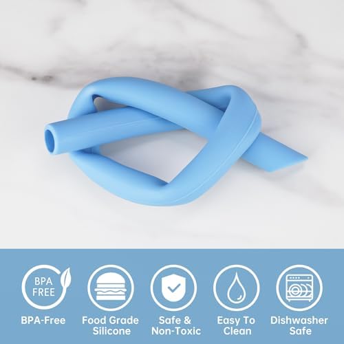 NiHome 6-Pack Wide Reusable Bent Silicone Straws for Smoothies, Milkshake