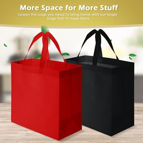 Reginary 100 PCS Non Woven Tote Bags Bulk,Red,Black