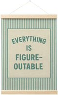 FGFK Everything Is Figureoutable Positive Affirmations Wall Art Poster Hanger Frame, Retro Cyan Inspirational Canvas Prints Framed Wall Decor for Office Classroom Home Bedroom, 12x16 Inch