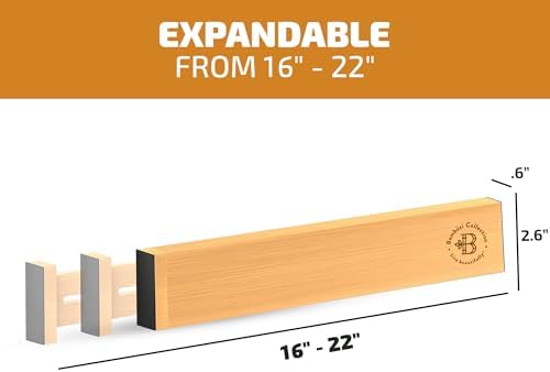 Bambüsi 4-Pack Drawer Divider - 2.6" High, 16" to 22" Adjustable Bamboo Drawer Organizers for Clothes, Expandable Dresser Separators in Bedroom/Bathroom/Kitchen/Office Organization and Storage