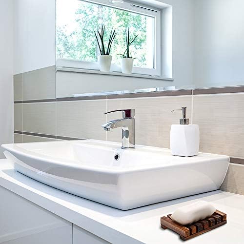 Honoson 5 Pieces Wooden Soap Dish Holder Tray Wood Bar Soap Holder Tray Self Draining Saver for Shower Bathroom Kitchen