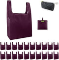 BeeGreen Burgundy Reusable Shopping Bags Wholesale Wine Red Reusable Grocery Bags Bulk Foldable-Machine Washable with Zipper Storage Pouch 20 Pieces