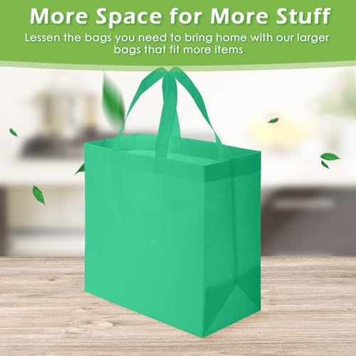 Reginary 100 PCS Non Woven Tote Bags Bulk,Green
