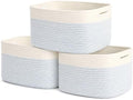 OrganiHaus Cotton Rope Baskets for Shelves, Set of 3, 15x9x10
